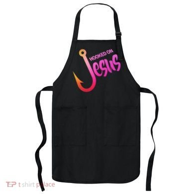 Hooked On Jesus Fish Hook Apron