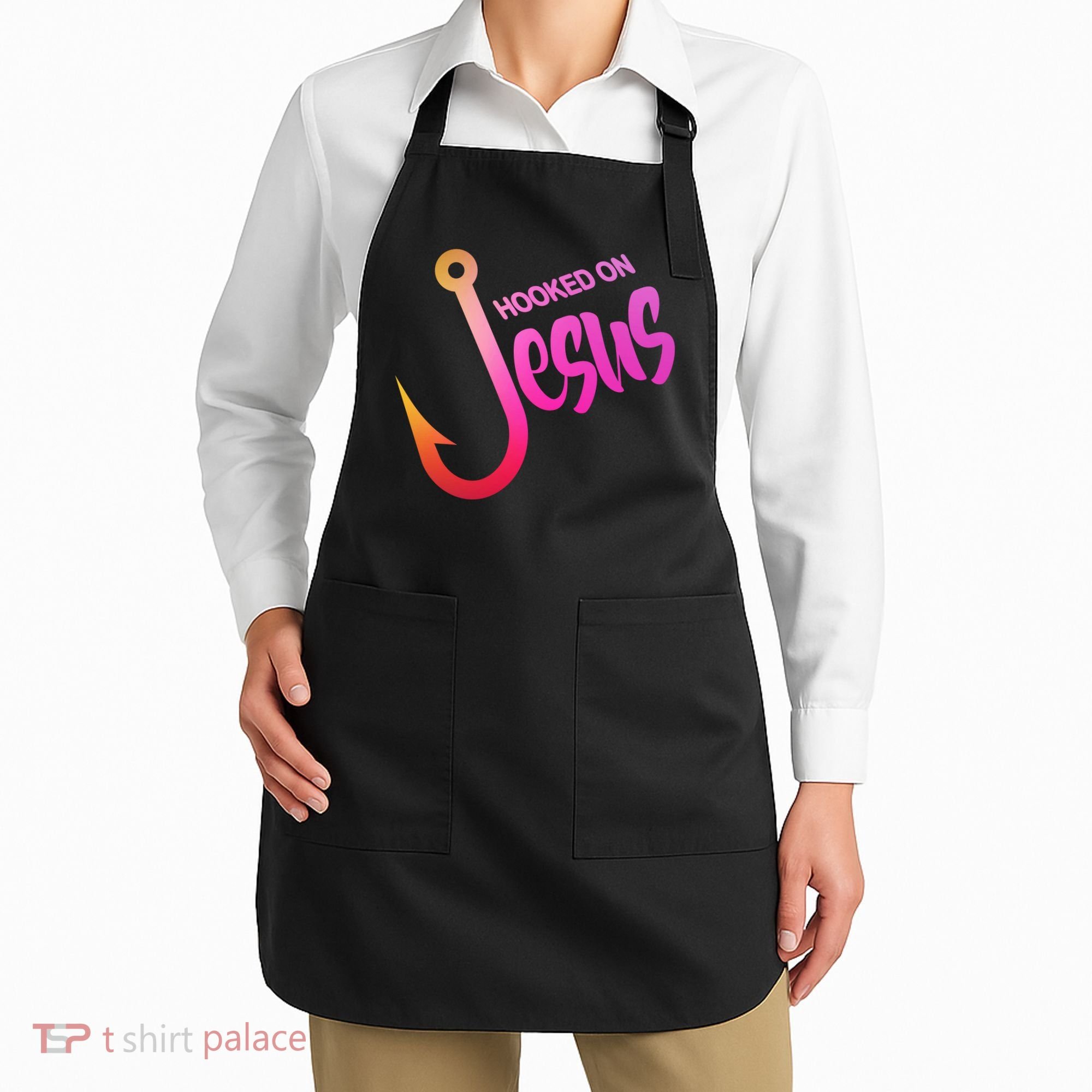 Hooked On Jesus Fish Hook Apron