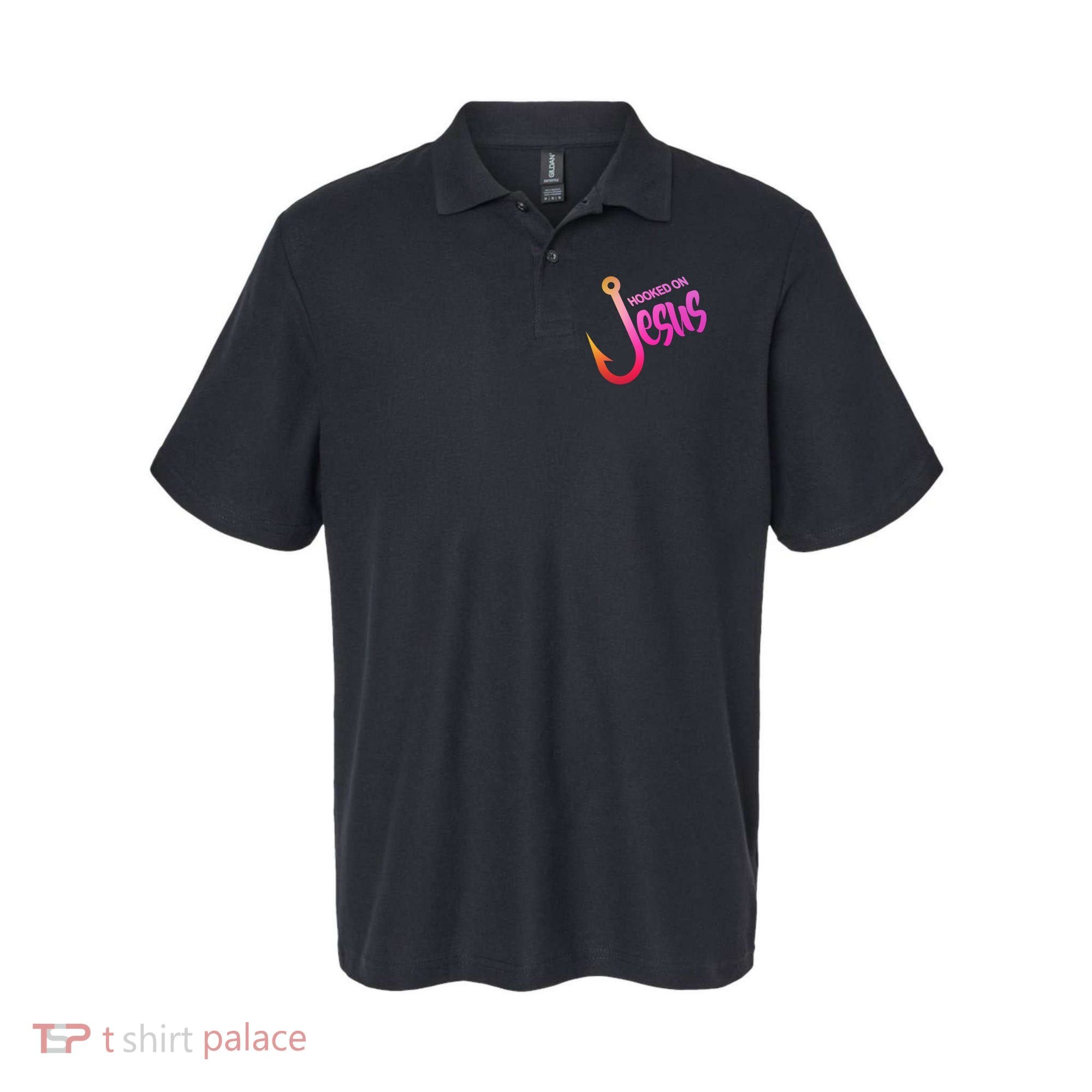 Hooked On Jesus Fish Hook Polo