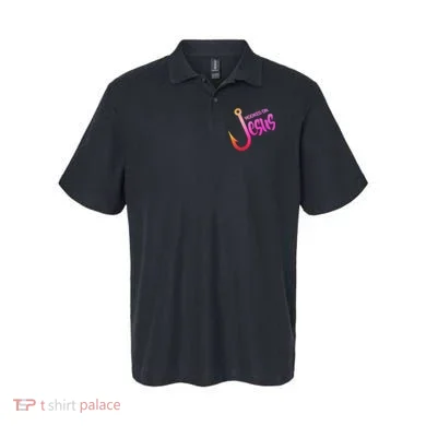 Hooked On Jesus Fish Hook Polo