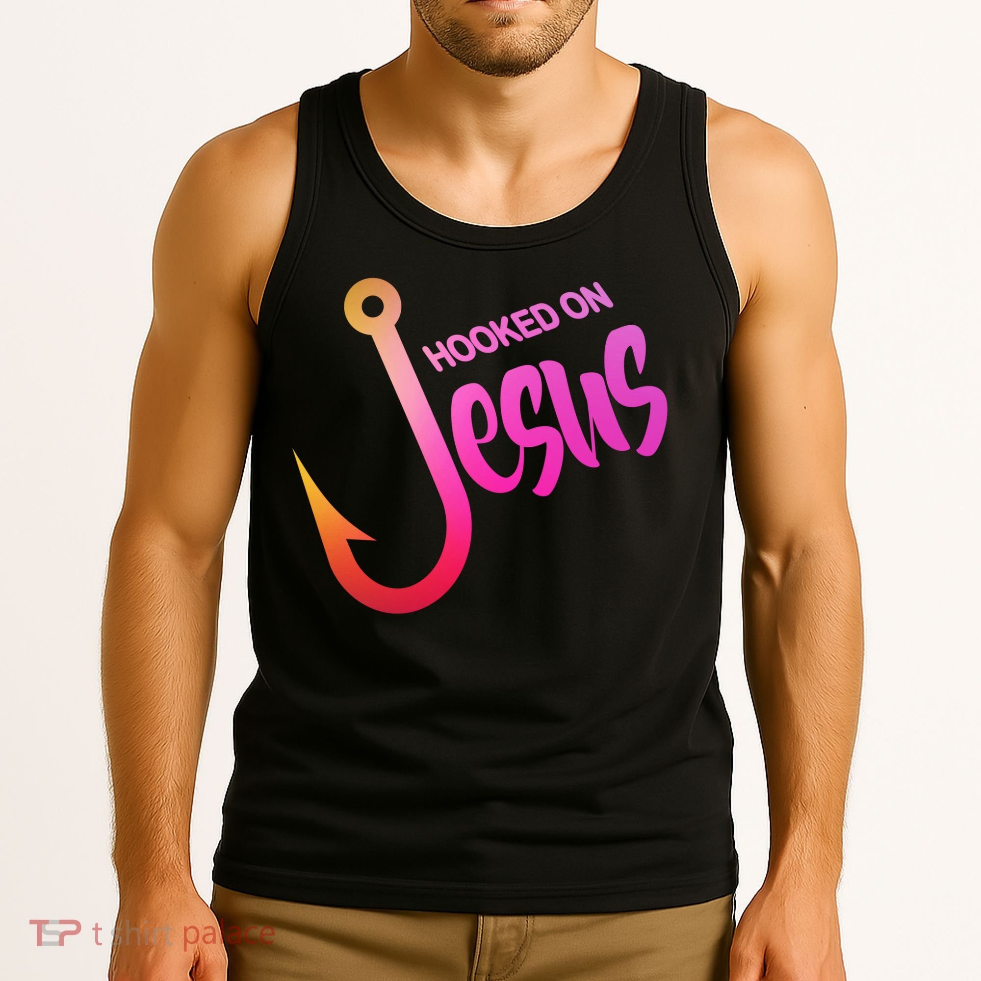 Hooked On Jesus Fish Hook Tank Top
