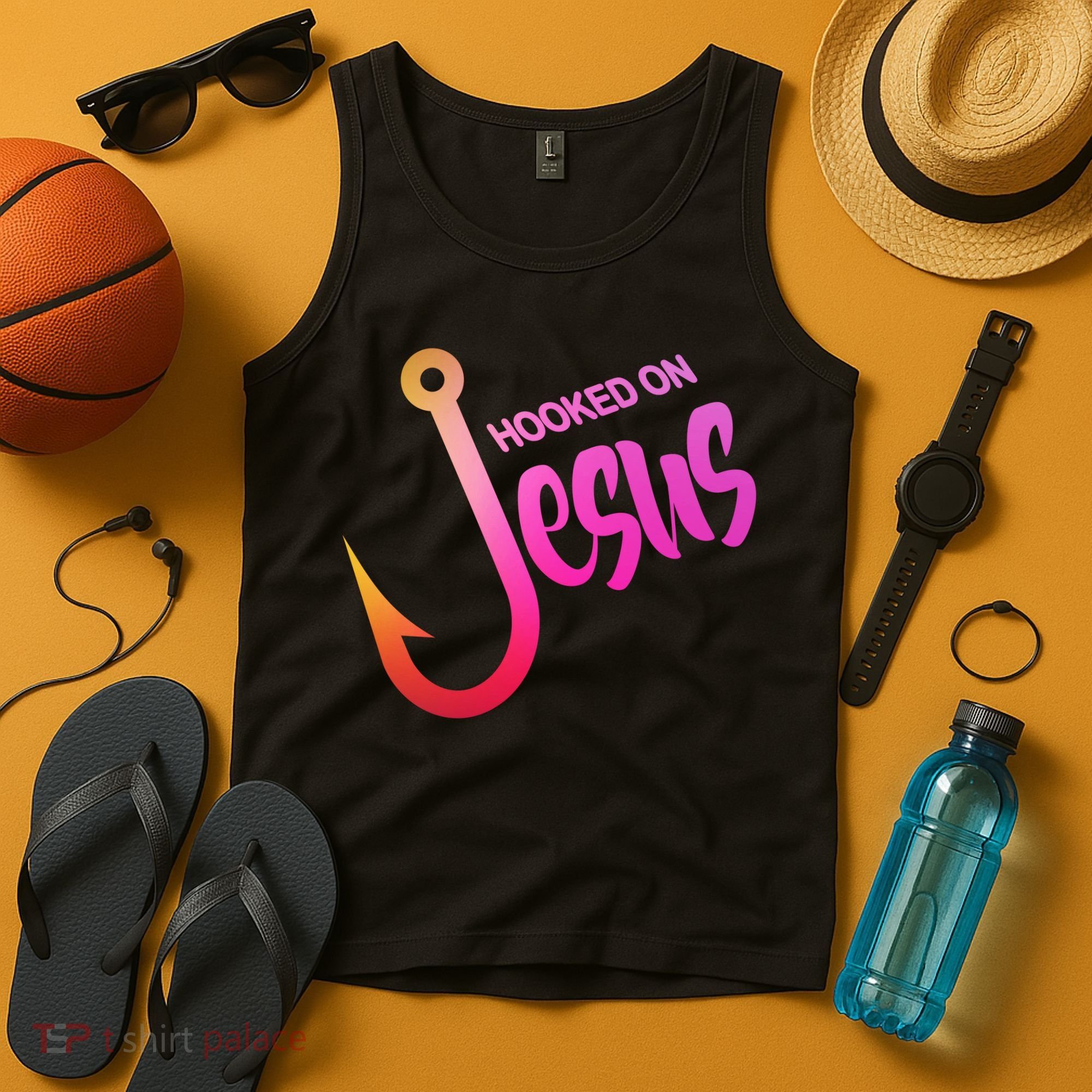 Hooked On Jesus Fish Hook Tank Top