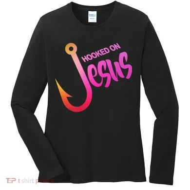 Hooked On Jesus Fish Hook Women's Long Sleeve Shirt
