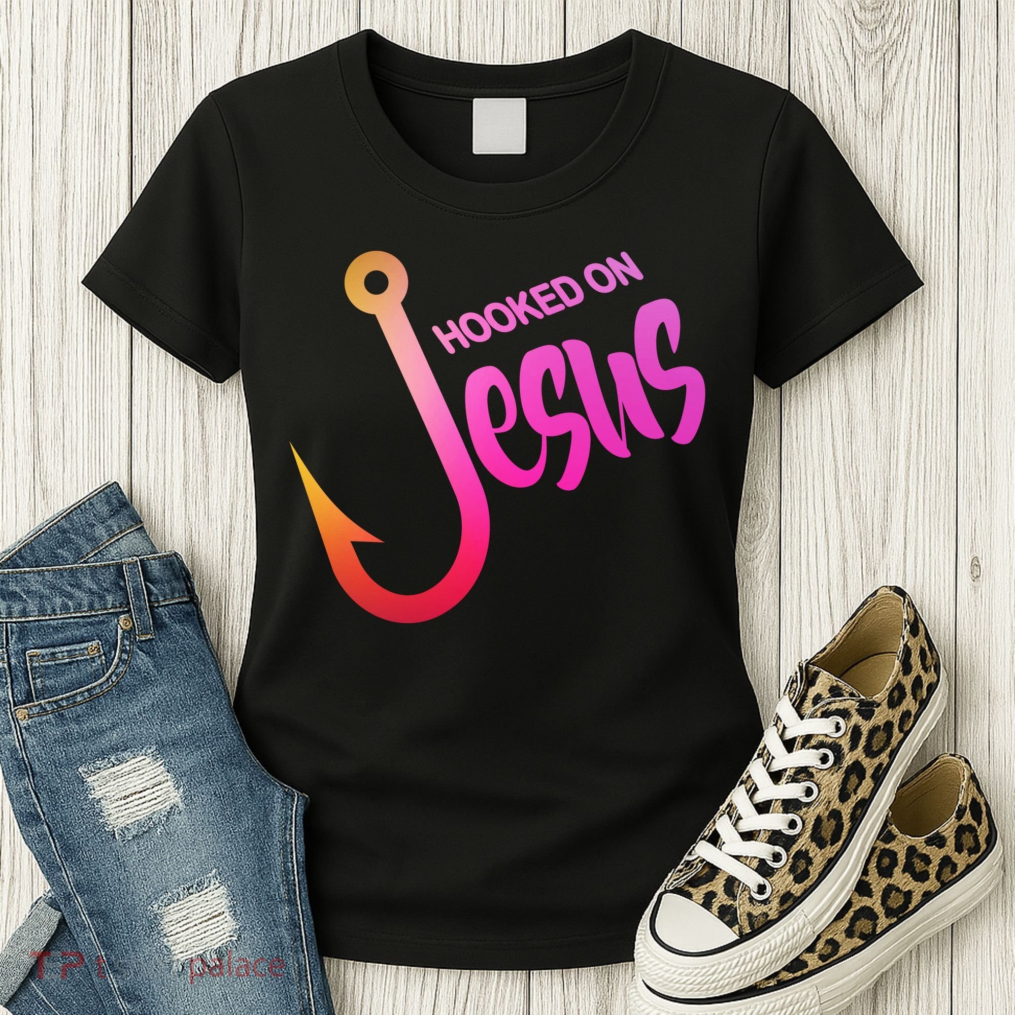 Hooked On Jesus Fish Hook Women's T-Shirt