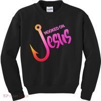 Hooked On Jesus Fish Hook Kids Sweatshirt thumb 0
