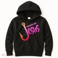 Hooked On Jesus Fish Hook Kids Hoodie thumb 0