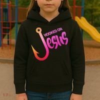 Hooked On Jesus Fish Hook Kids Hoodie thumb 3