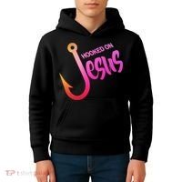 Hooked On Jesus Fish Hook Kids Hoodie thumb 4
