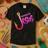 Hooked On Jesus Fish Hook Kids T-Shirt thumb 3