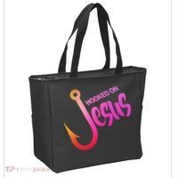 Hooked On Jesus Fish Hook Tote Bag thumb 2