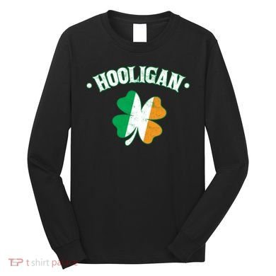 Hooligan Shamrock Ireland Flag Long Sleeve Shirt