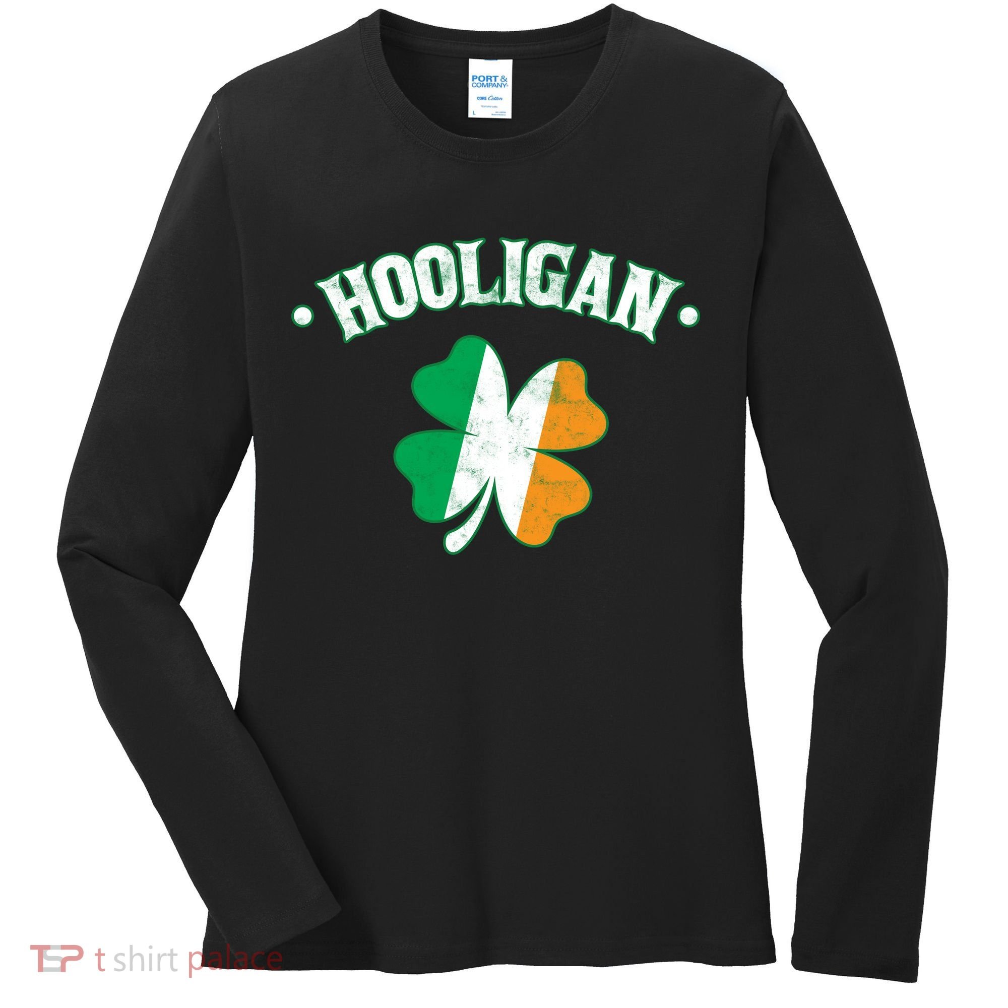 Hooligan Shamrock Ireland Flag Women's Long Sleeve Shirt