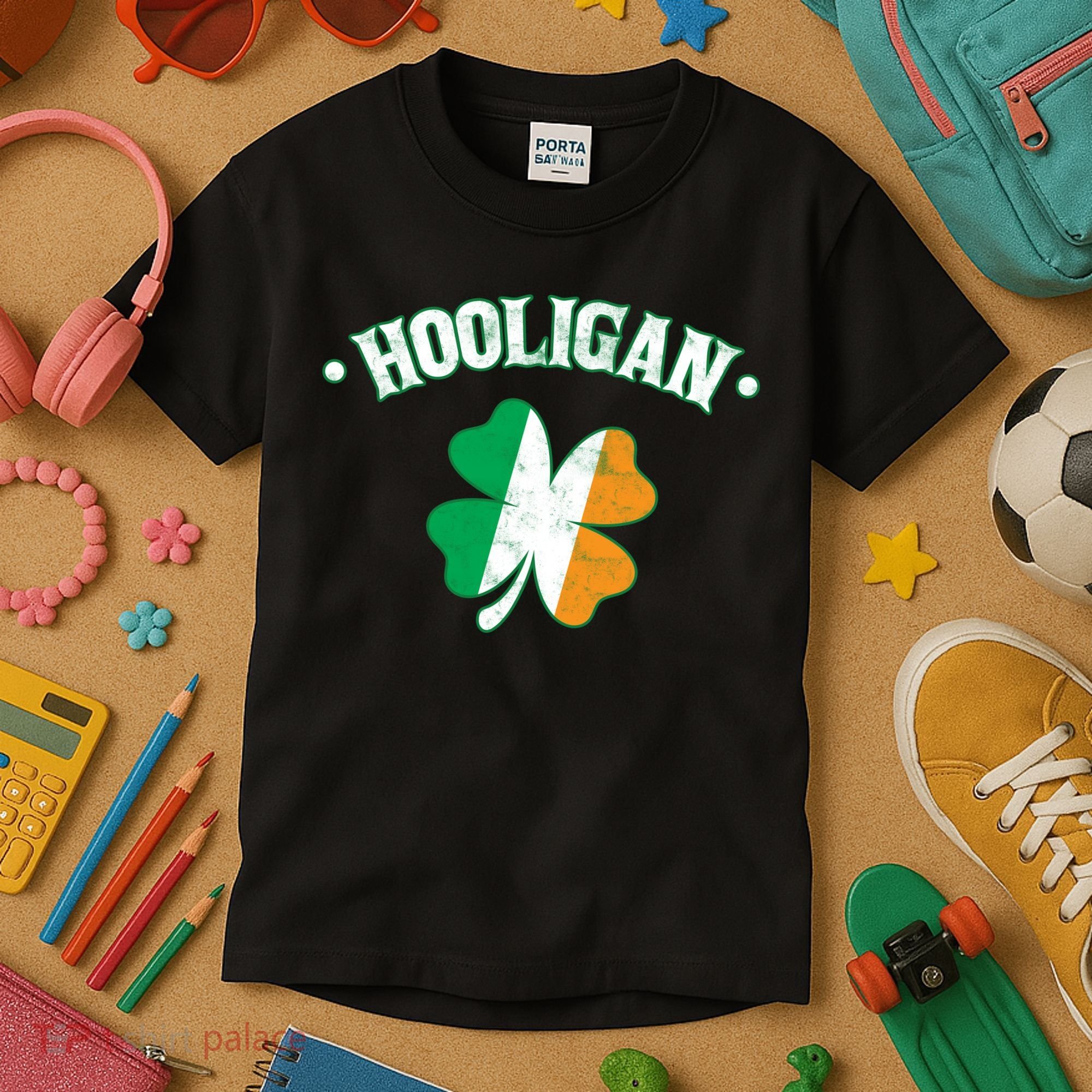 Hooligan Shamrock Ireland Flag Kids T-Shirt