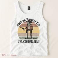 Hold On Partner Im Overstimulated Cowboy Frog Tank Top thumb 2