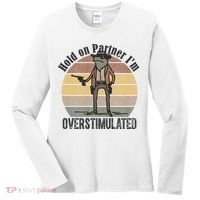 Hold On Partner Im Overstimulated Cowboy Frog Women's Long Sleeve Shirt thumb 0
