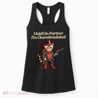 Hold On Partner Im Overstimulated Western Cat Cowboy Women's Tank Top thumb 0