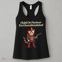 Hold On Partner Im Overstimulated Western Cat Cowboy Women's Tank Top thumb 3