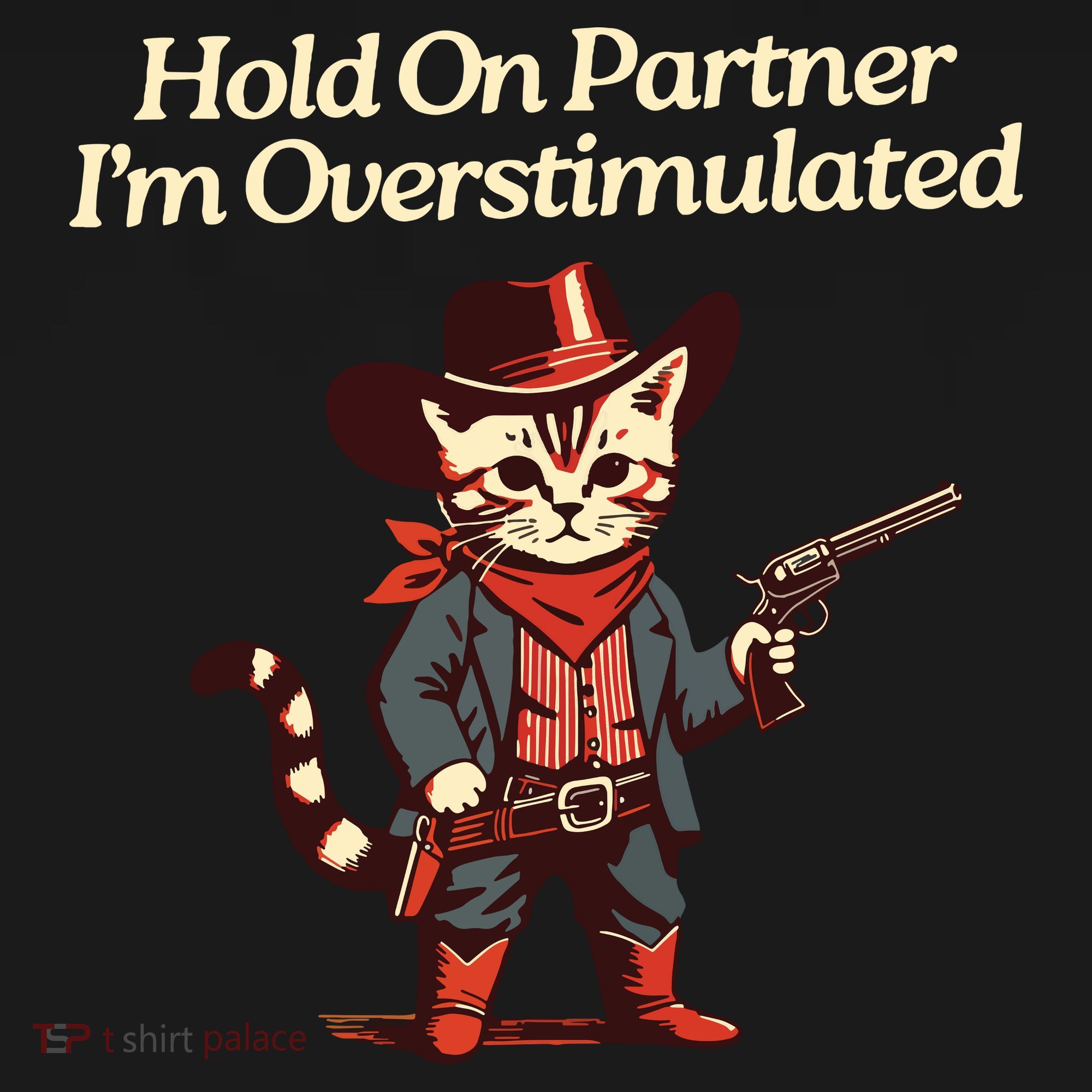 Hold On Partner Im Overstimulated Western Cat Cowboy Women's Tank Top