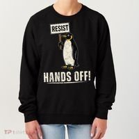 Hands Off Penguins Protest Against Tariffs Penguin Resist Women's Sweatshirt thumb 0
