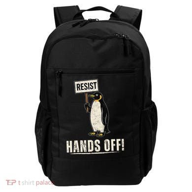 Hands Off Penguins Protest Against Tariffs Penguin Resist Backpack