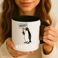 Hands Off Penguins Protest Against Tariffs Penguin Resist Coffee Mug thumb 3