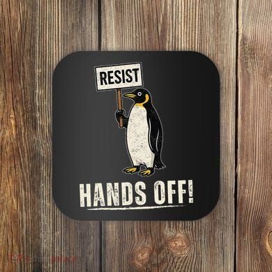 Hands Off Penguins Protest Against Tariffs Penguin Resist Coaster