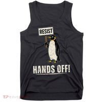 Hands Off Penguins Protest Against Tariffs Penguin Resist Tank Top thumb 0