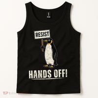 Hands Off Penguins Protest Against Tariffs Penguin Resist Tank Top thumb 2
