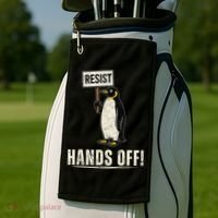 Hands Off Penguins Protest Against Tariffs Penguin Resist Golf Towel thumb 2