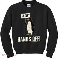 Hands Off Penguins Protest Against Tariffs Penguin Resist Kids Sweatshirt thumb 0