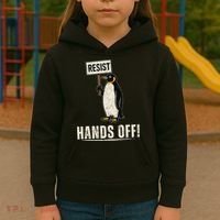 Hands Off Penguins Protest Against Tariffs Penguin Resist Kids Hoodie thumb 3