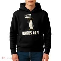 Hands Off Penguins Protest Against Tariffs Penguin Resist Kids Hoodie thumb 4