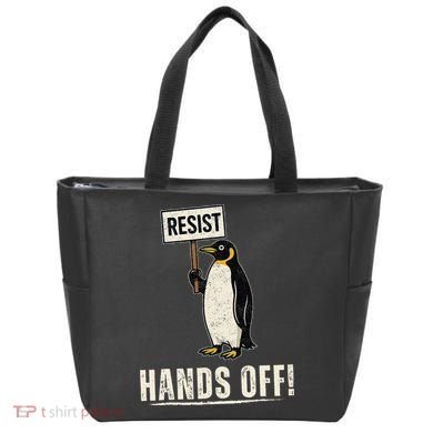 Hands Off Penguins Protest Against Tariffs Penguin Resist Tote Bag