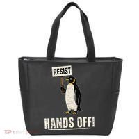 Hands Off Penguins Protest Against Tariffs Penguin Resist Tote Bag thumb 0