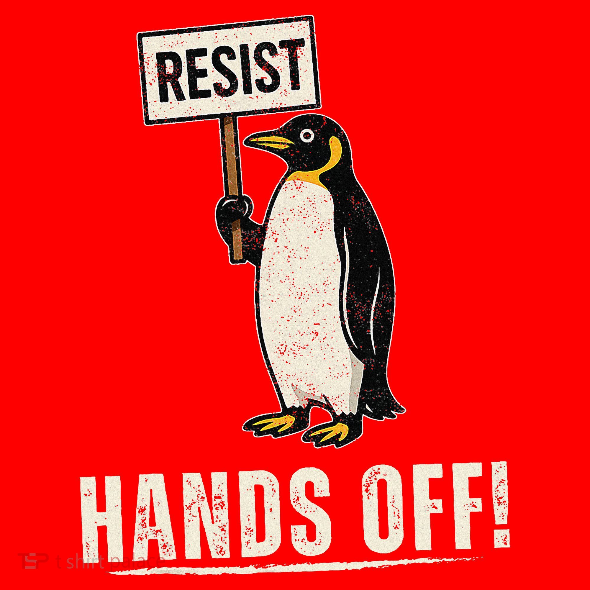 Hands Off Penguins Protest Against Tariffs Penguin Resist Santa Hat
