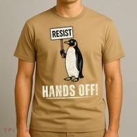 Hands Off Penguins Protest Against Tariffs Penguin Resist T-Shirt thumb 3