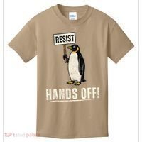 Hands Off Penguins Protest Against Tariffs Penguin Resist Kids T-Shirt thumb 0