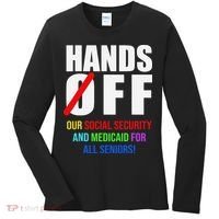 Hands Off Protest Social Security And Medicare Protest Women's Long Sleeve Shirt thumb 0
