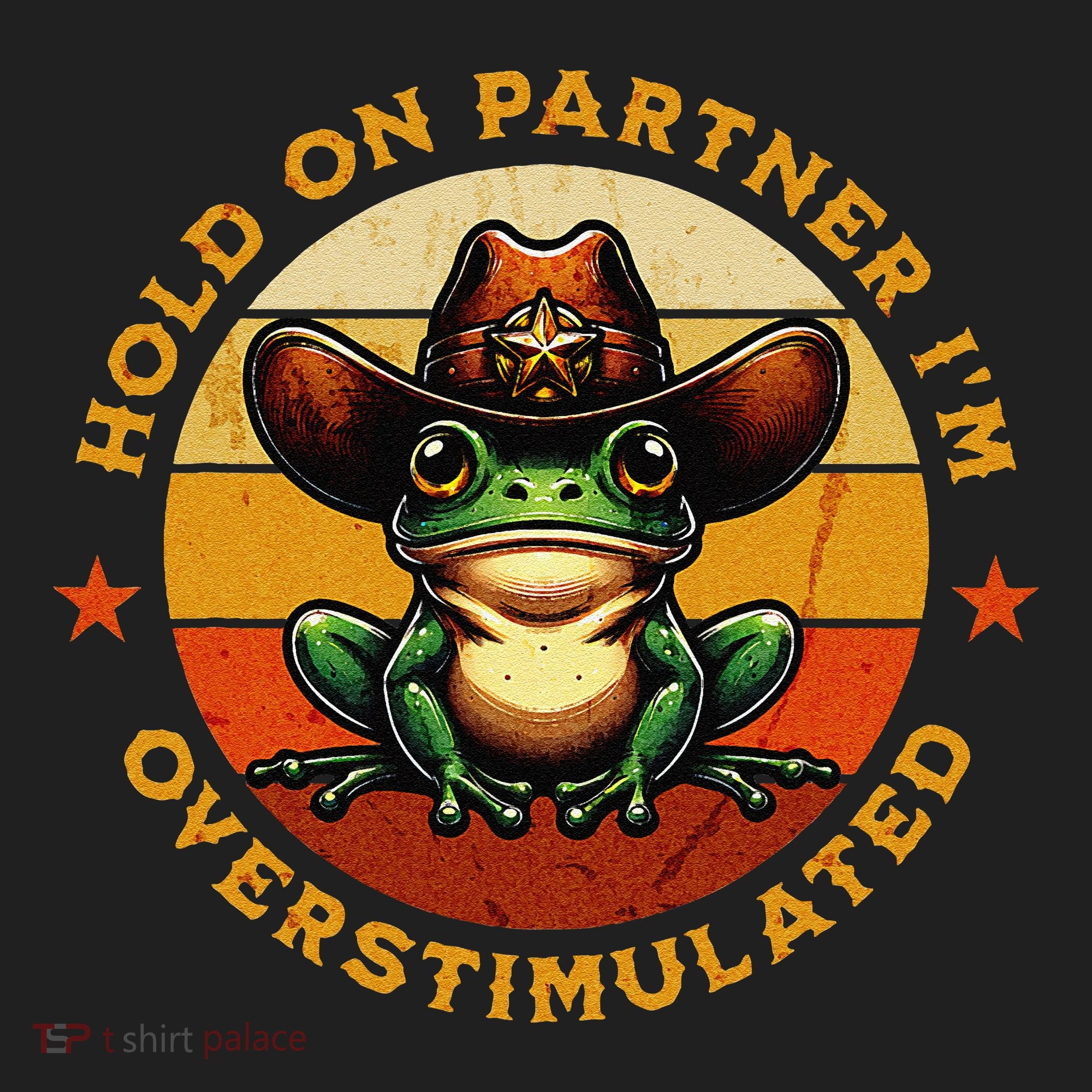 Hold On Partner IM Overstimulated Western Froggy Sheriff Beanie