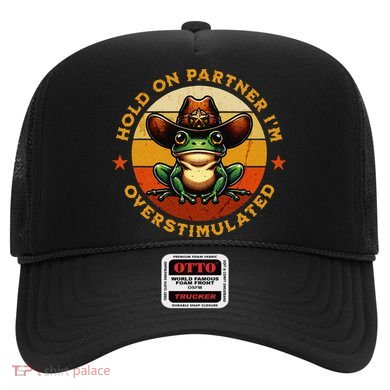 Hold On Partner IM Overstimulated Western Froggy Sheriff Hat