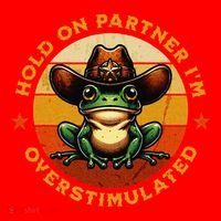 Hold On Partner IM Overstimulated Western Froggy Sheriff Santa Hat thumb 1