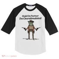 Hold On Partner IM Overstimulated Cowboy Funny Frog Western Kids Colorblock Raglan Jersey thumb 0