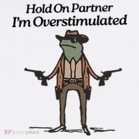 Hold On Partner IM Overstimulated Cowboy Funny Frog Western Sweatshirt thumb 3