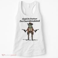 Hold On Partner IM Overstimulated Cowboy Funny Frog Western Women's Tank Top thumb 0