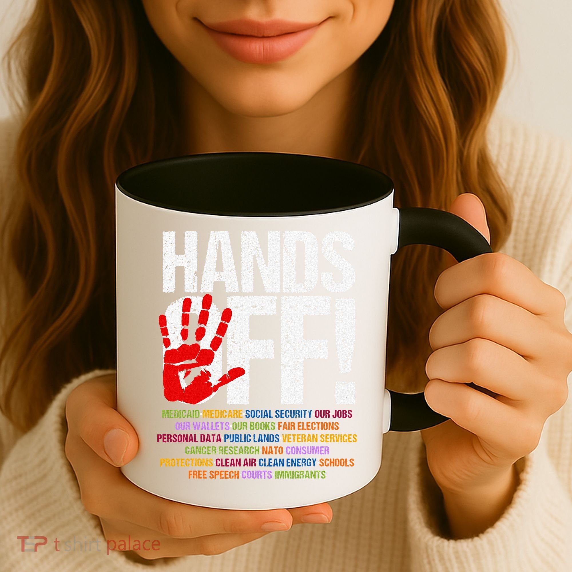 Hands Off Protest Social Security And Medicare Protest Funny Coffee Mug
