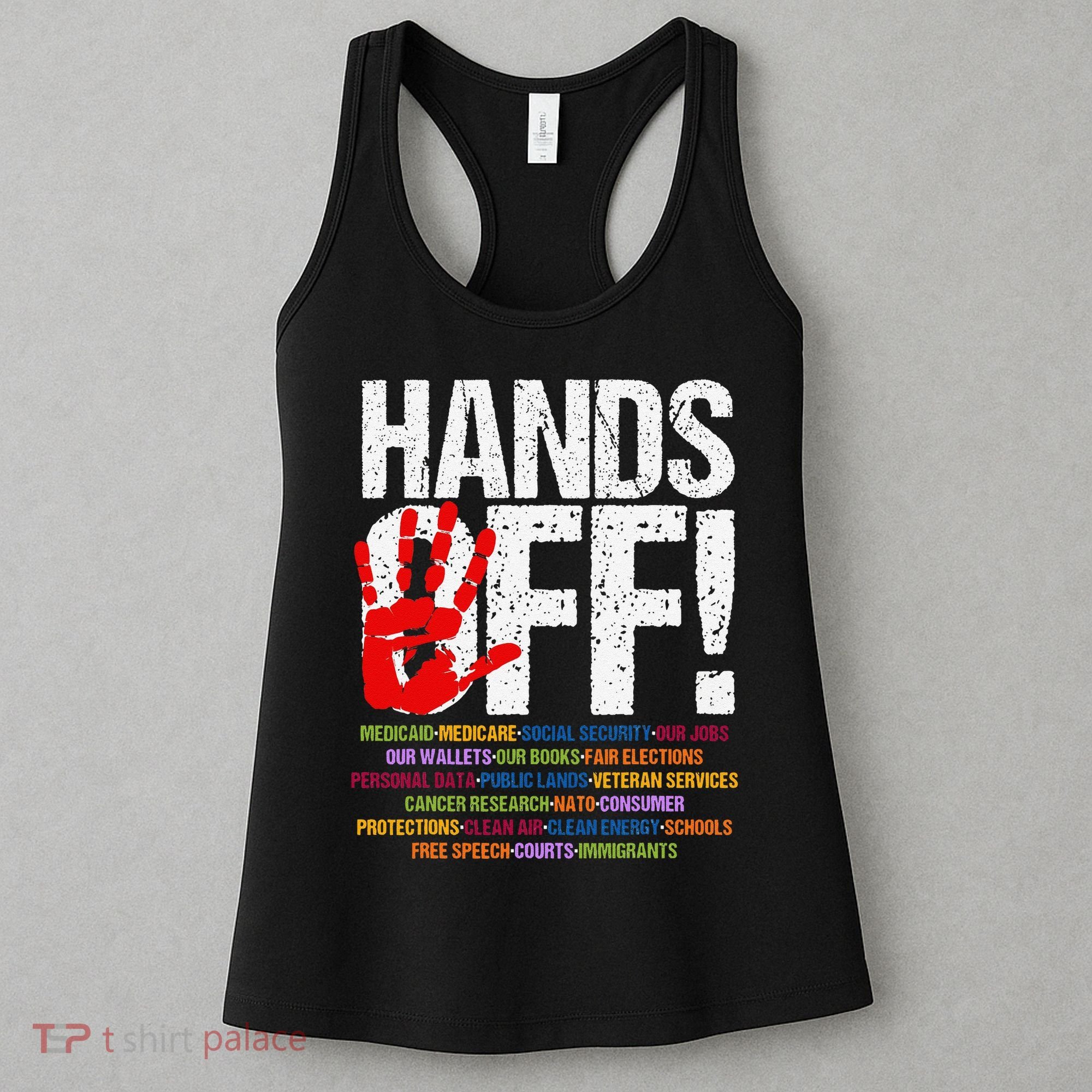 Hands Off Protest Social Security And Medicare Protest Funny Women's Tank Top