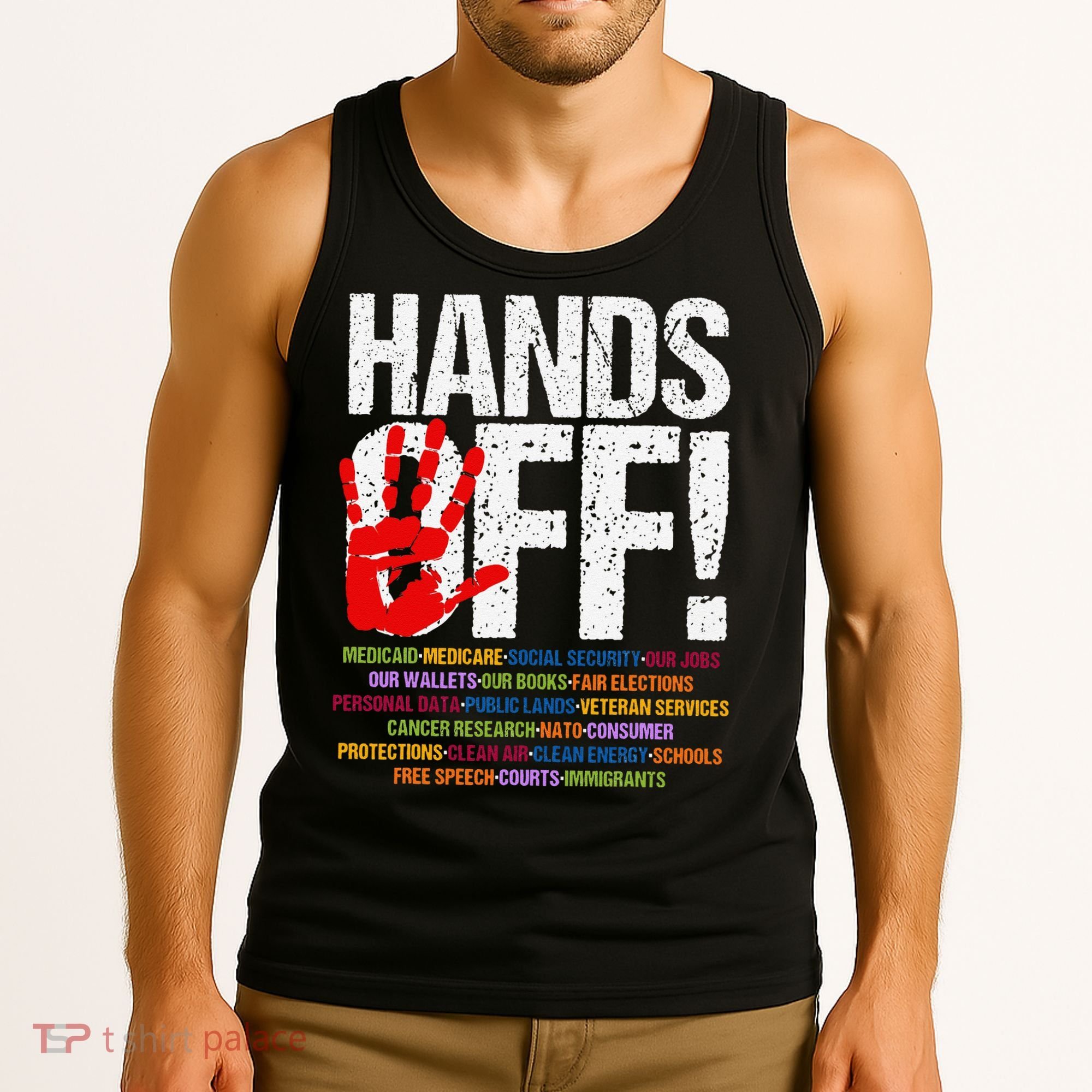 Hands Off Protest Social Security And Medicare Protest Funny Tank Top