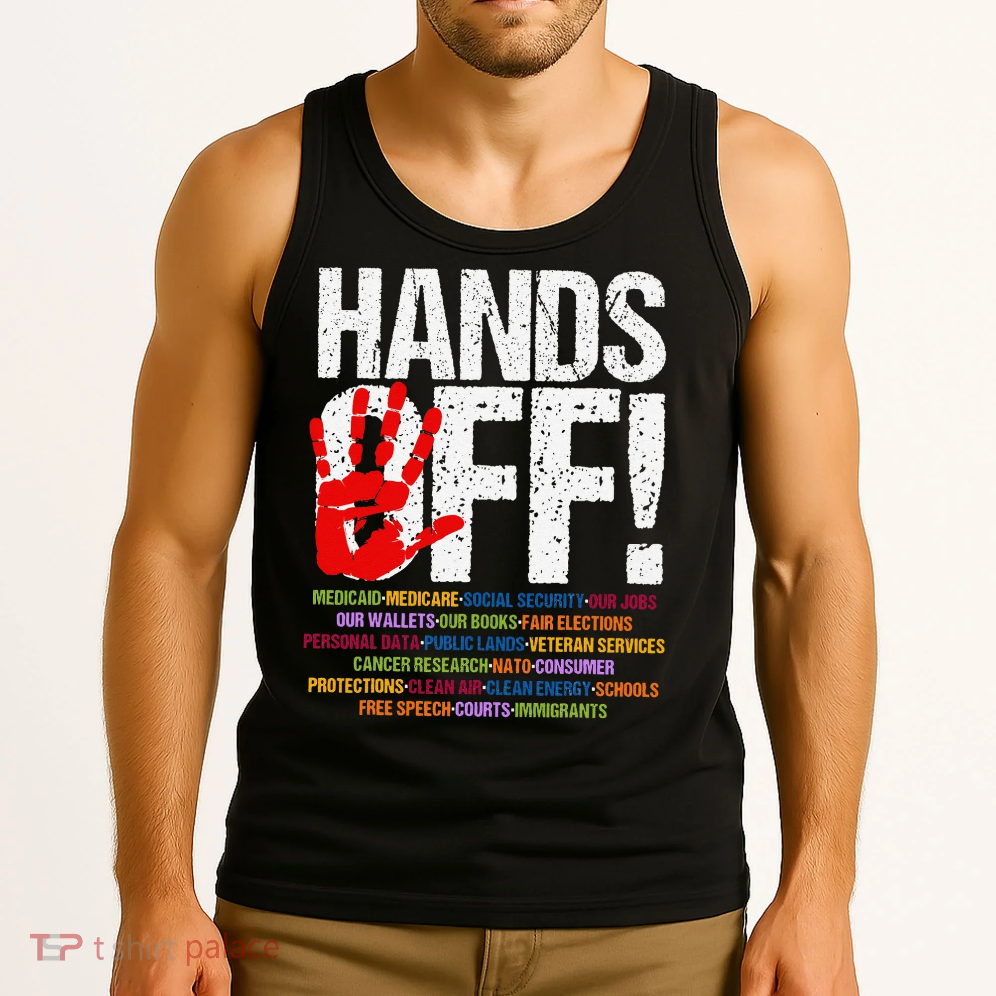 Hands Off Protest Social Security And Medicare Protest Funny Tank Top