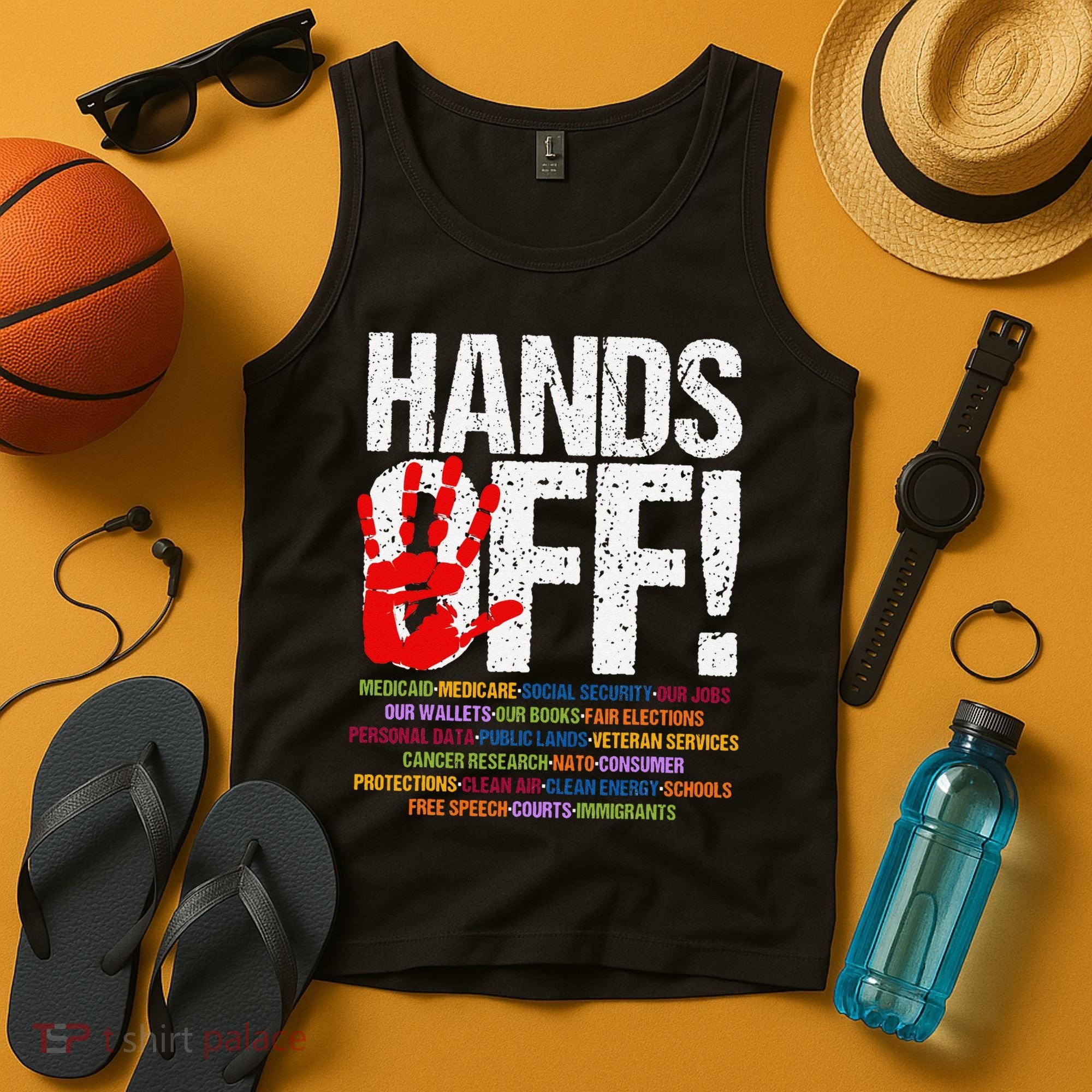 Hands Off Protest Social Security And Medicare Protest Funny Tank Top