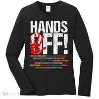 Hands Off Protest Social Security And Medicare Protest Funny Women's Long Sleeve Shirt thumb 0
